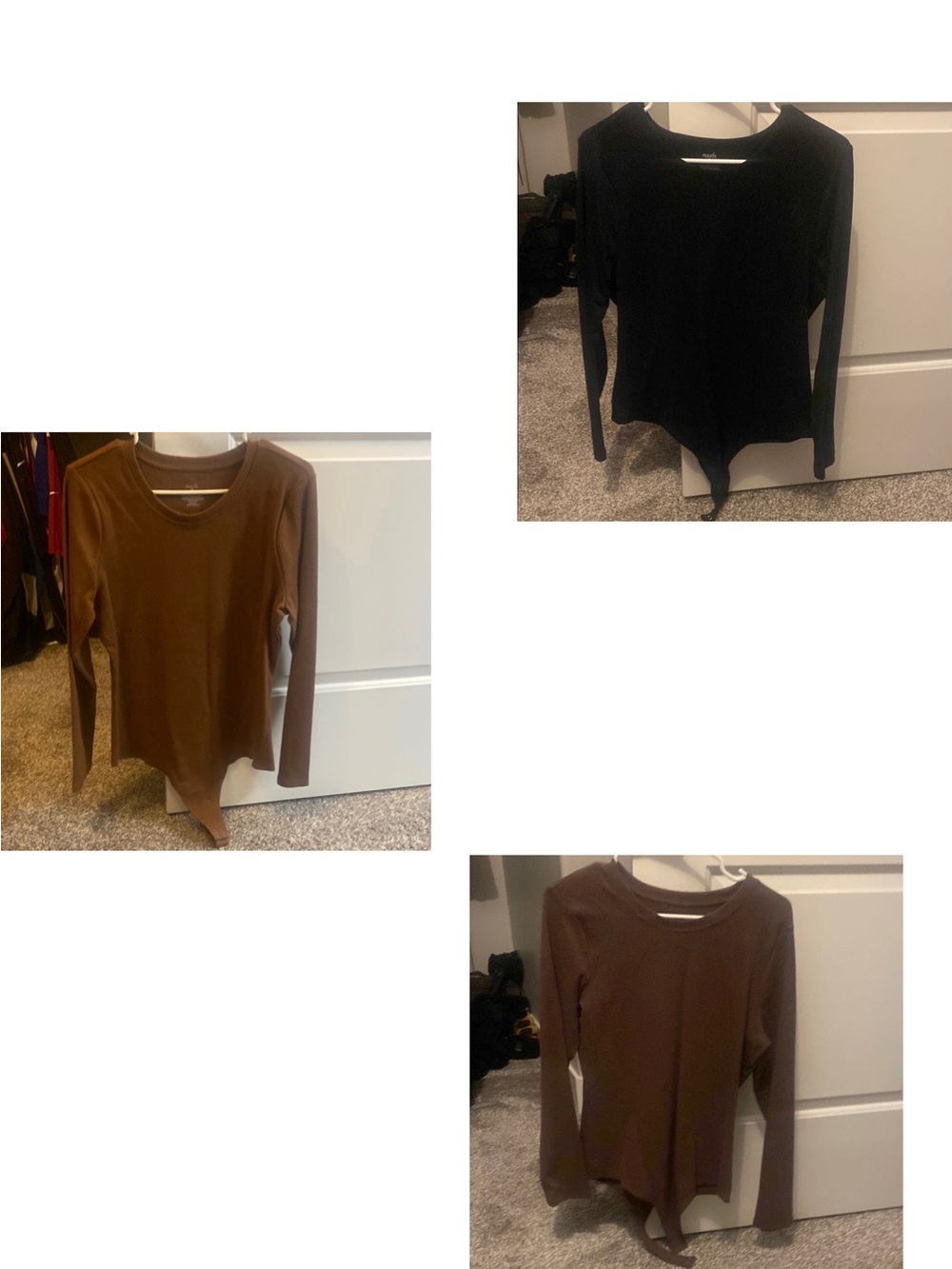 Nuuds Bodysuits (Black, Brown and Brown) Long-Sleeve Women's Top-All 3